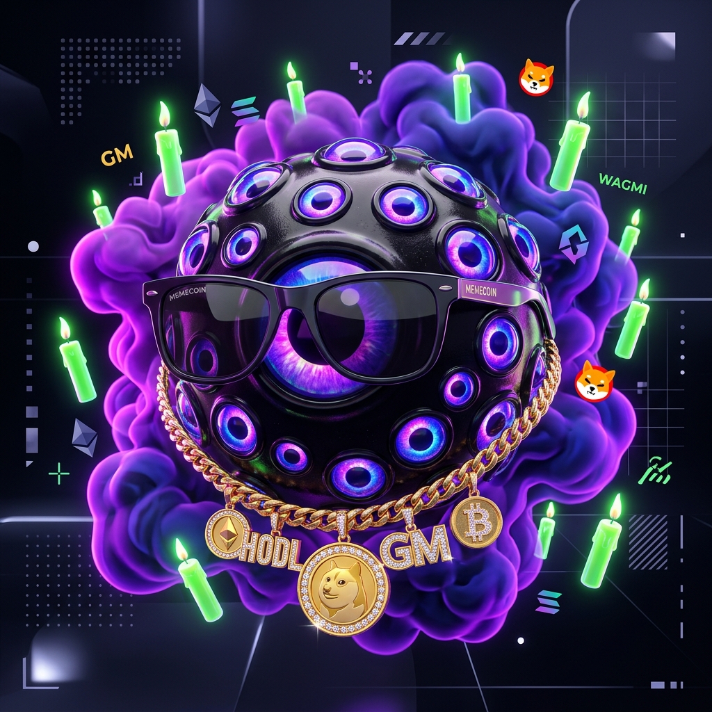 Chad Eye Mascot with gold chains and sunglasses